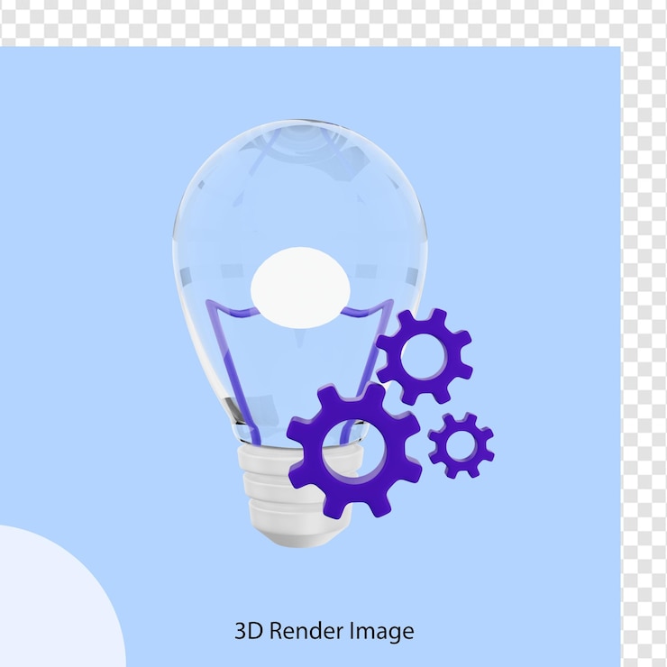 PSD 3d rendering of earth day lamp with engine gear ecofriendly