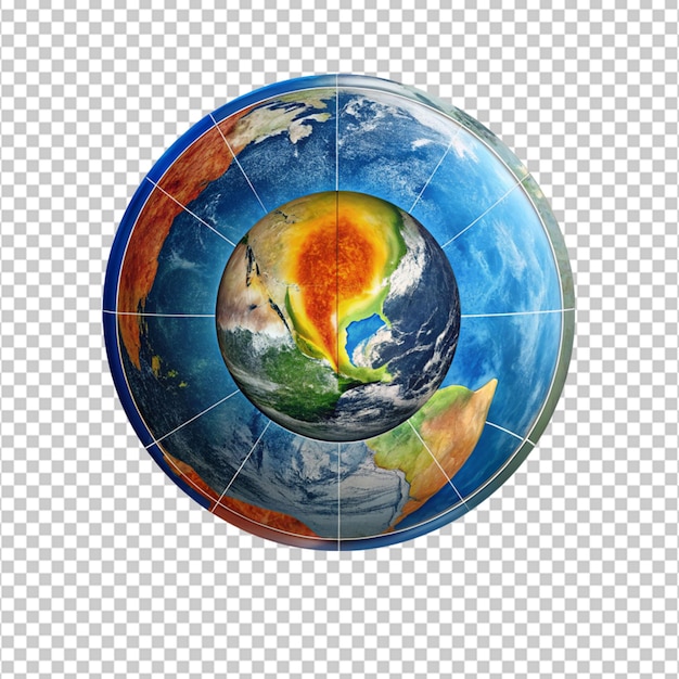 PSD rendering 3d della terra sulla prospettiva nordamericana su uno sfondo trasparente