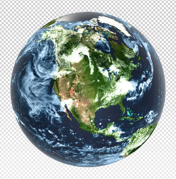 PSD 3d rendering earth on north america perspective