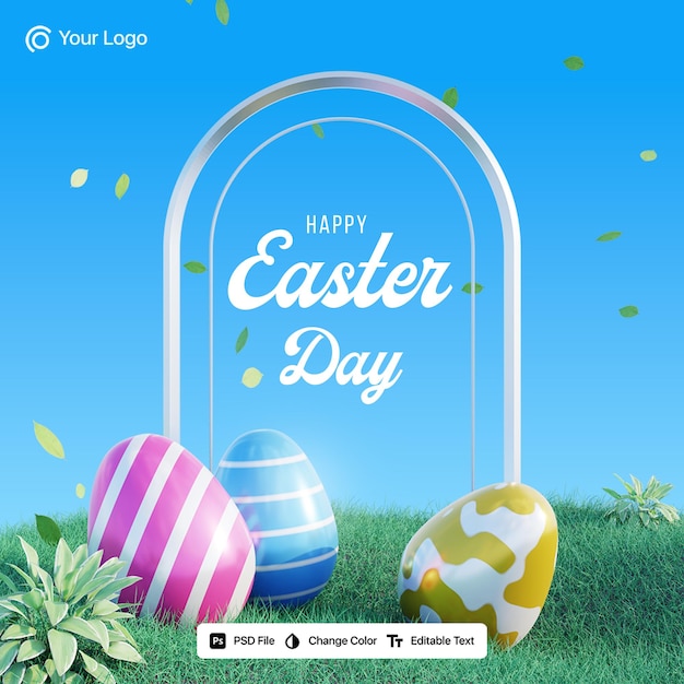 PSD rendering 3d post sui social media di pasqua