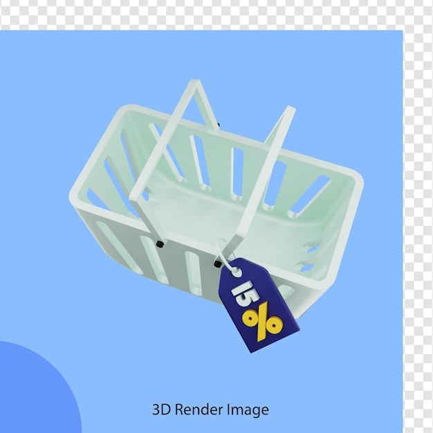 Rendering 3d del carrello e-commerce 15 buono sconto