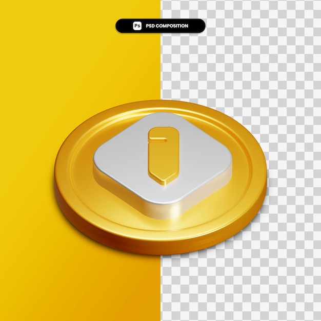 3d rendering edit icon on golden circle isolated