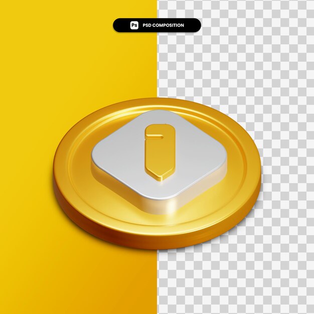 Значок редактирования 3d рендеринга на золотом круге изолированы