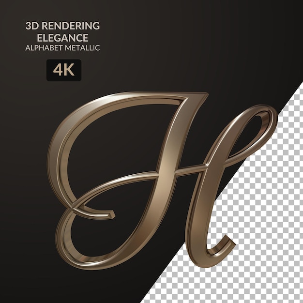 3d rendering elegance alphabet metallic script