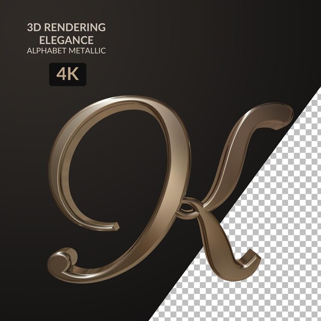 3d rendering elegance alphabet metallic script