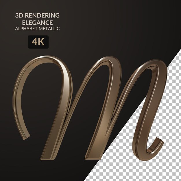 3d rendering elegance alphabet metallic script