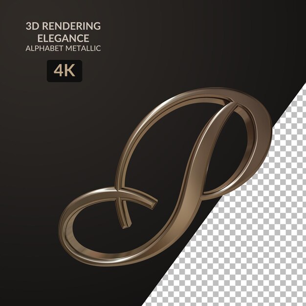 3d rendering eleganza alfabeto metallico script