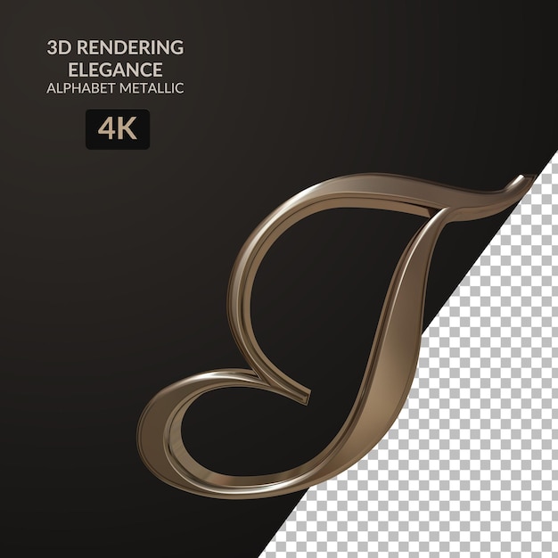 3d rendering elegance alphabet metallic script