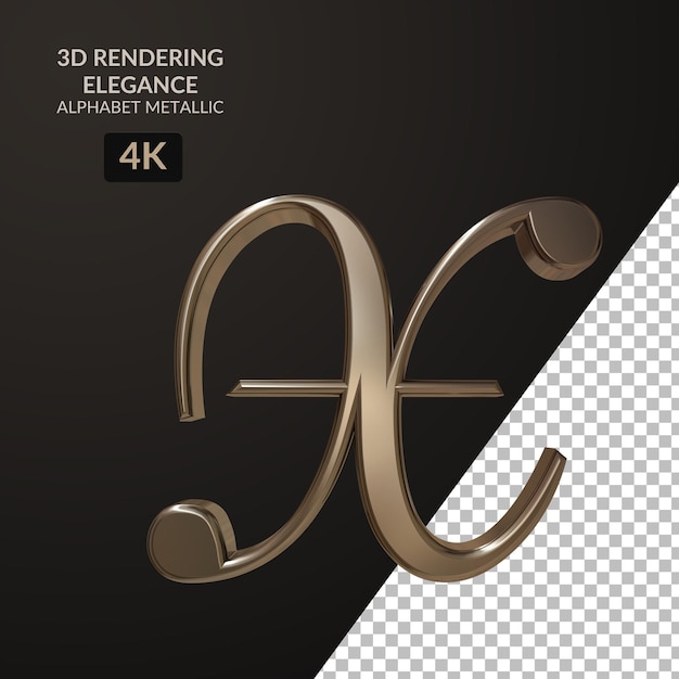 PSD 3d rendering elegance alphabet metallic script