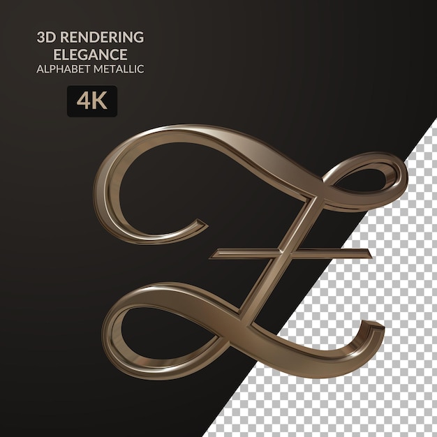 3d рендеринг элегантность алфавит металлический скрипт