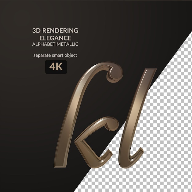 PSD 3d rendering eleganza alfabeto metallico script