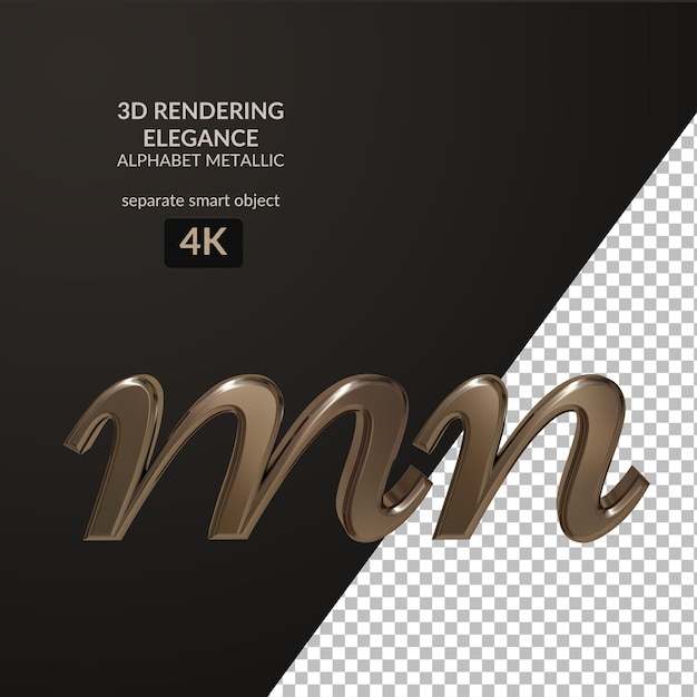 3d rendering elegance metallic alphabet script