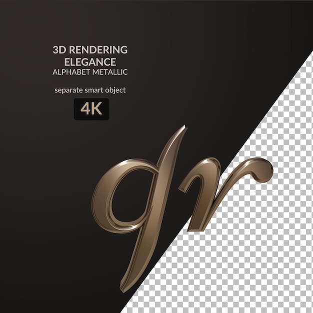 3d rendering eleganza alfabeto metallico script