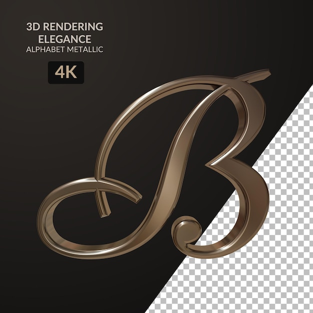 3D-rendering elegantie alfabet metalen script