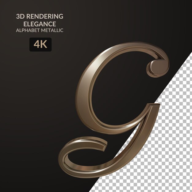 3D-rendering elegantie alfabet metalen script