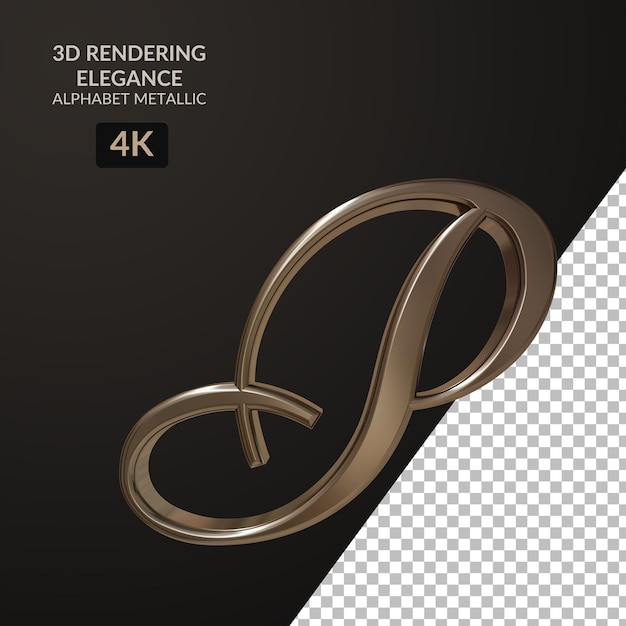 3d-rendering elegantie alfabet metalen script