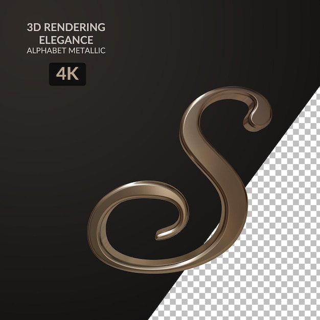 3d-rendering elegantie alfabet metalen script