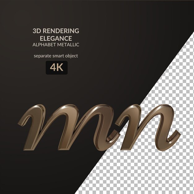 3d-rendering elegantie metalen alfabet script