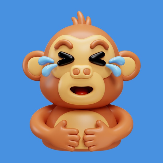 PSD 3d rendering emoji małpy