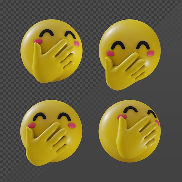 3d rendering emoji role face with hand over mouth suppressing deceitful unintended words do not say anything perspective view