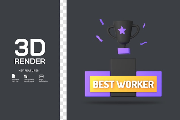 PSD 3d rendering employee achievement isolated