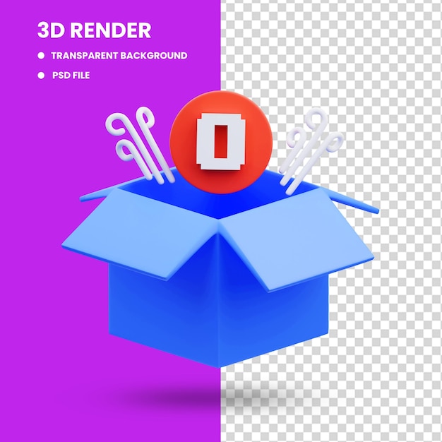 3d rendering of empty cardboard box cute icon illustration, empty state