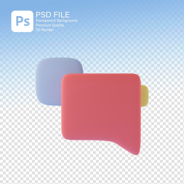 PSD 3d 렌더링 빈 채팅 풍선 팝업 아이콘