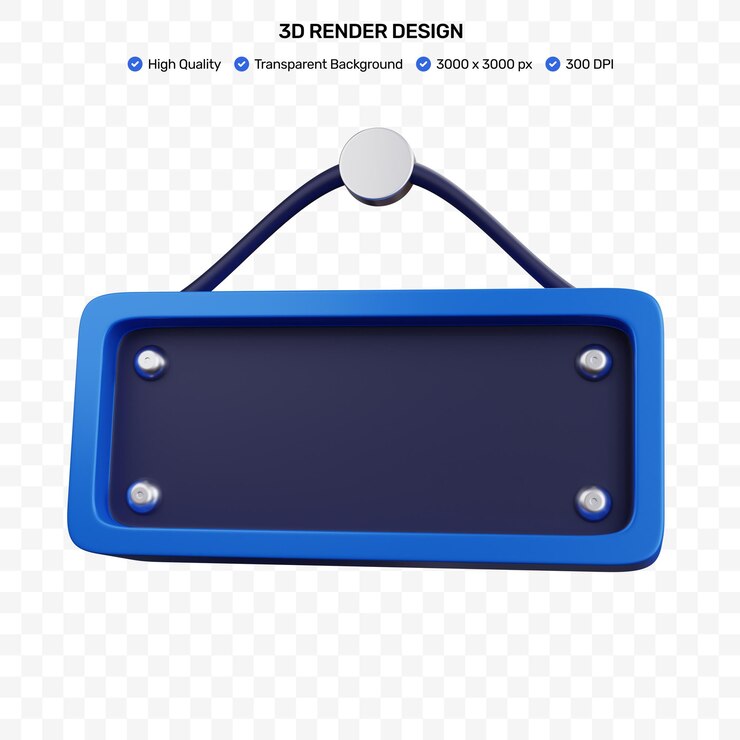 PSD 3d rendering empty hanging board isolated