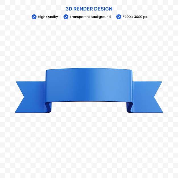 PSD 3d rendering empty ribbon isolated