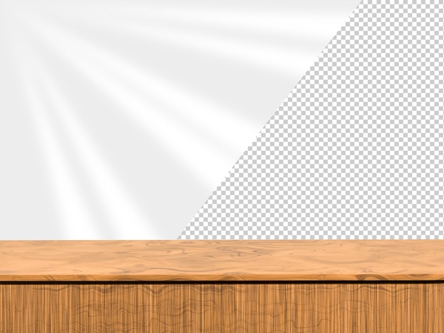 PSD 3d rendering empty wooden table top used for display or montage your products for advertising