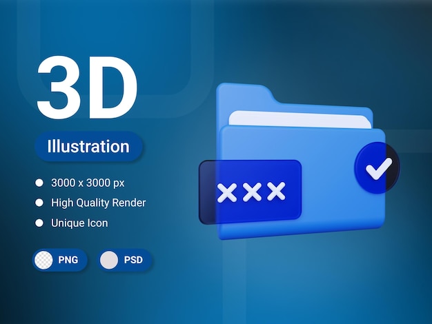 PSD 3d rendering encrypted icon