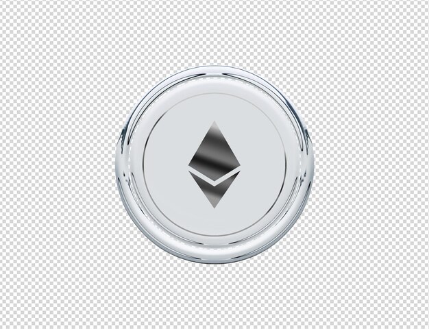3D-rendering Ethereum-pictogram zilver glanzend