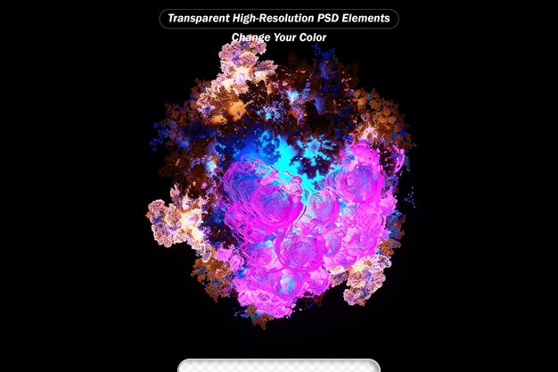 PSD 3d rendering of explosion smoke shock wave and divergent waves isolated on black background