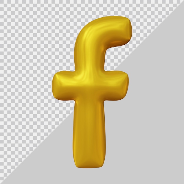 3d rendering of facebook icon social media with golden style