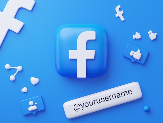 PSD 3d rendering facebook profile background
