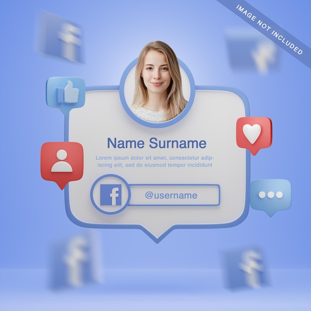 3d рендеринг профиля facebook с иконками