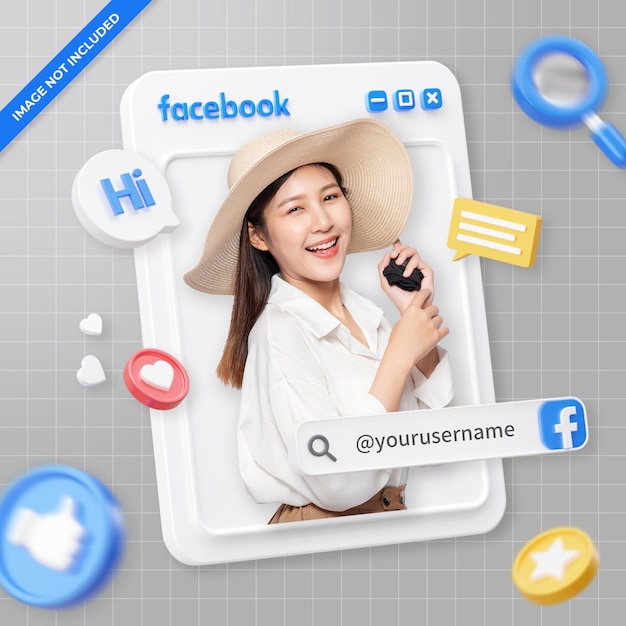 PSD 3d rendering facebook profile