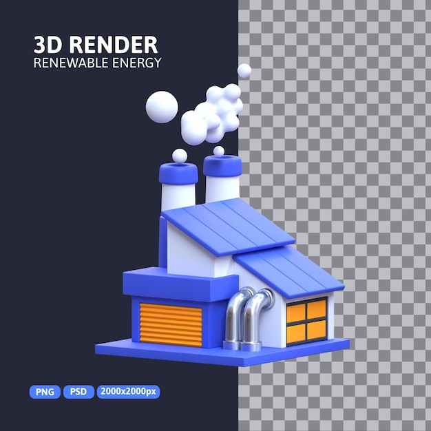 PSD 3d レンダリング - 工場アイコン