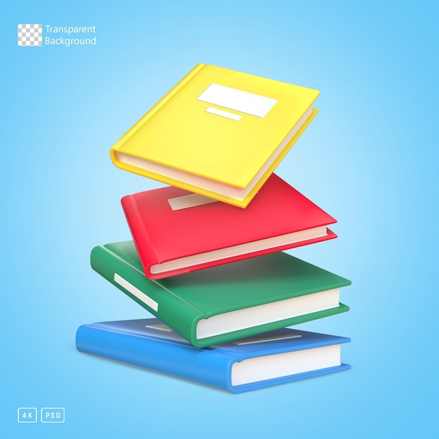 3d rendering falling closed books