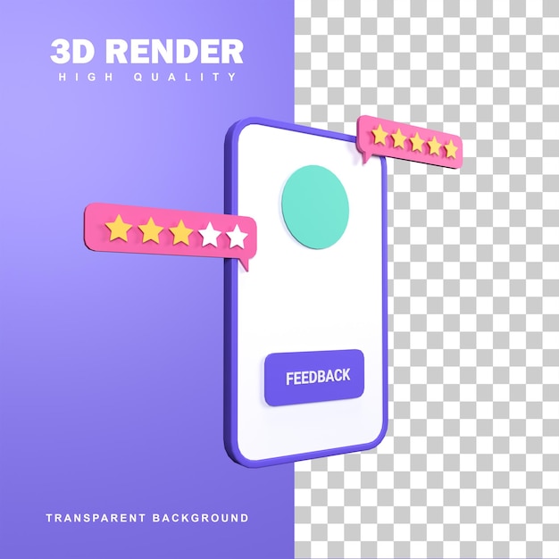 PSD 3d rendering feedback concept by starring the shop.