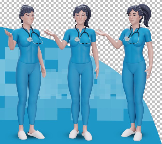 PSD 3d rendering female nurse