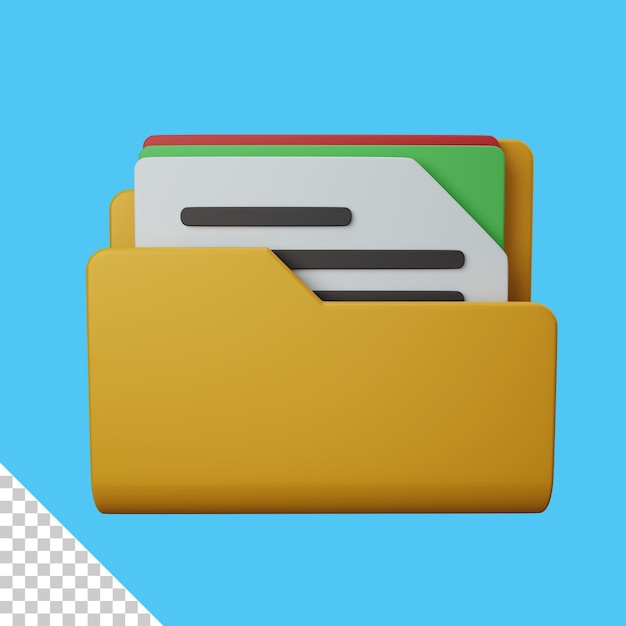 사용자 인터페이스 앱 및 웹 디자인에 유용하게 분리된 3d 렌더링 파일 폴더 문서
