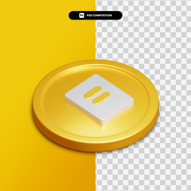 3d rendering file icon on golden circle isolated