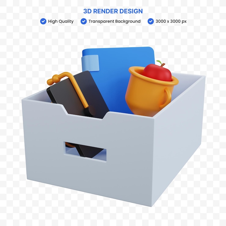 PSD хранилище файлов 3d-рендеринга с книжным трофеем и выпускной крышкой изолированы