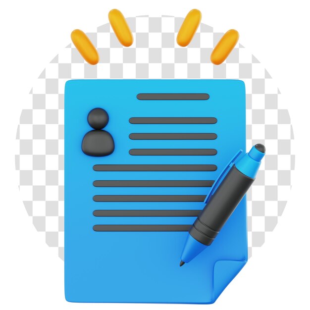 3d rendering finance agreement 3d icon transparent background