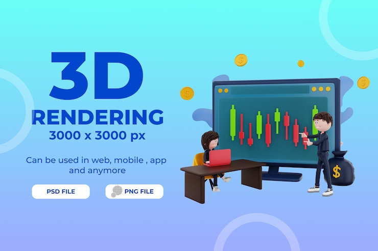 PSD 3d rendering finance character illustration object premium psd