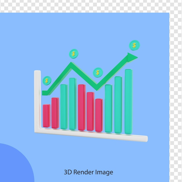 3d rendering finance dollar investment graph growing