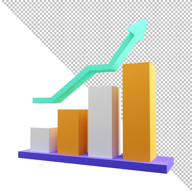 3d 렌더링 금융 차트 ROI 개념 투자 수익 소득에 대한 수익