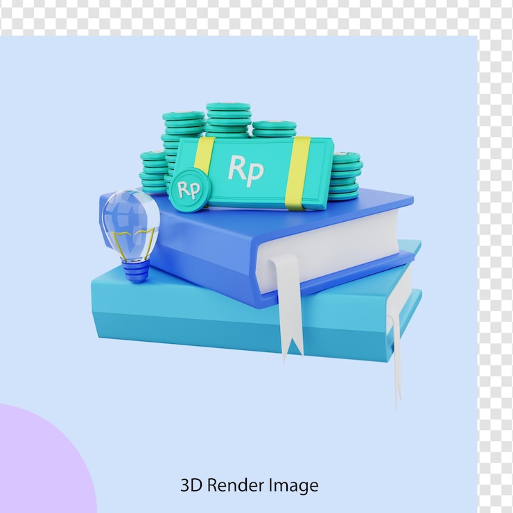 PSD 金融知識の本の3dレンダリング