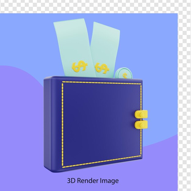 PSD 3d rendering of financial wallet